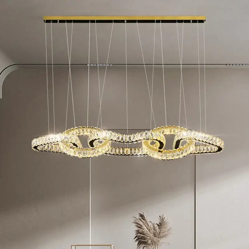 Modern gold crystal chandelier pendant light for dining room