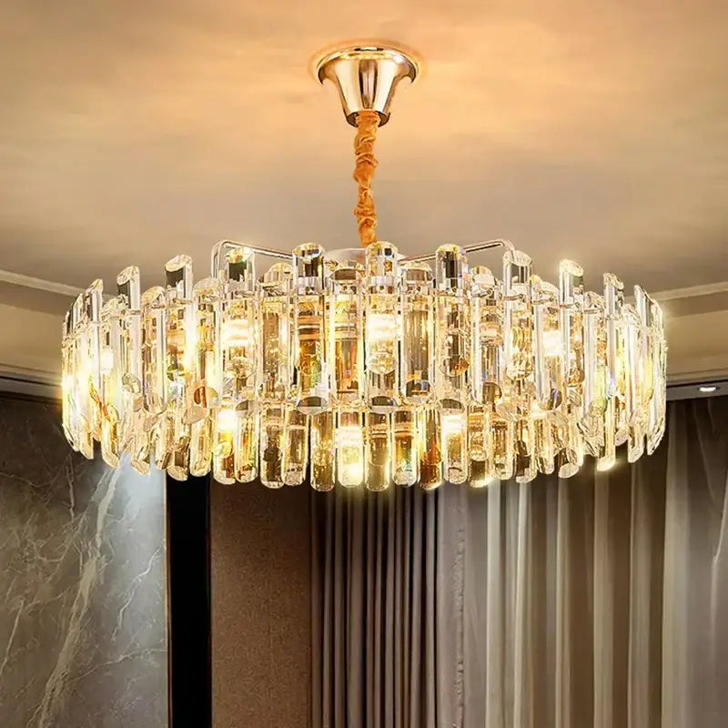 Modern circular crystal chandelier pendant light for dining room