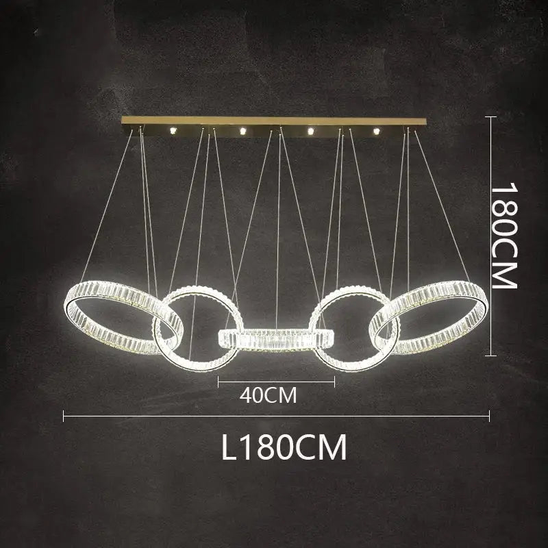 Modern interlocking crystal chandelier pendant light dining room