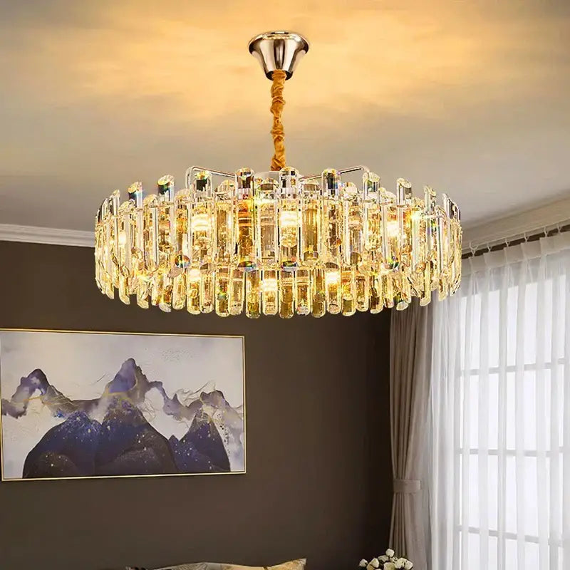 Modern circular crystal chandelier pendant light for dining room