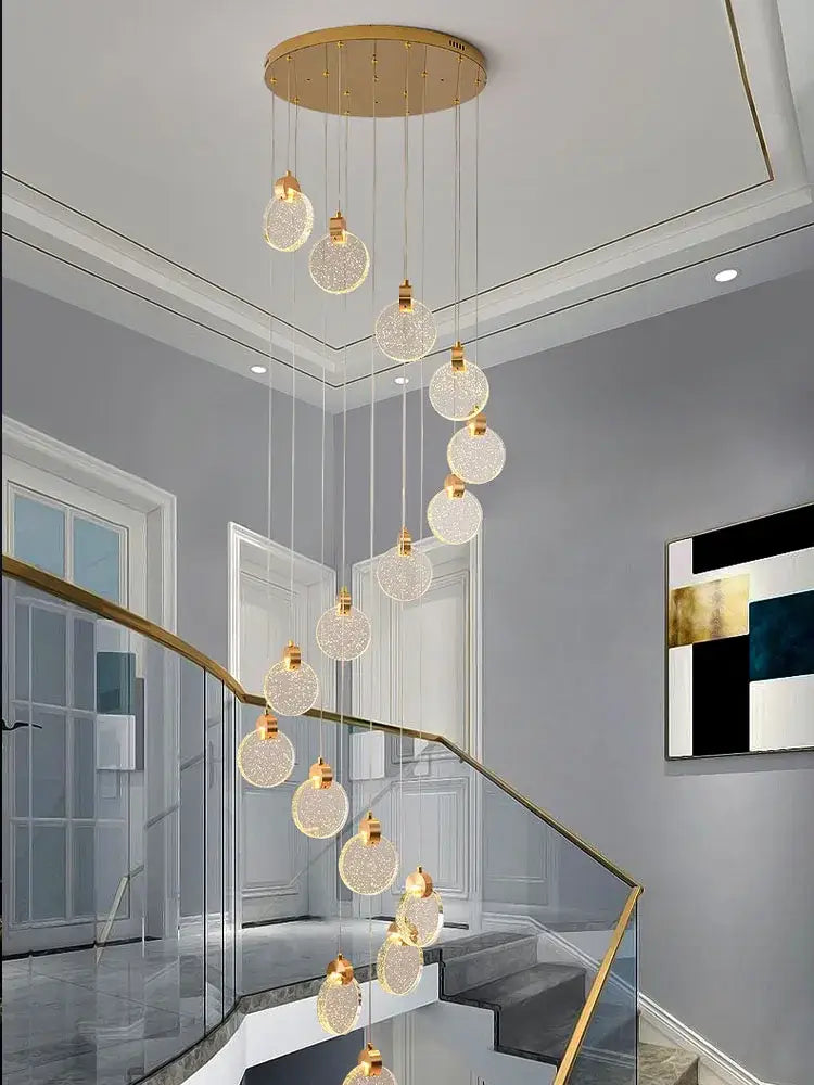 Modern gold crystal chandelier pendant light staircase decor