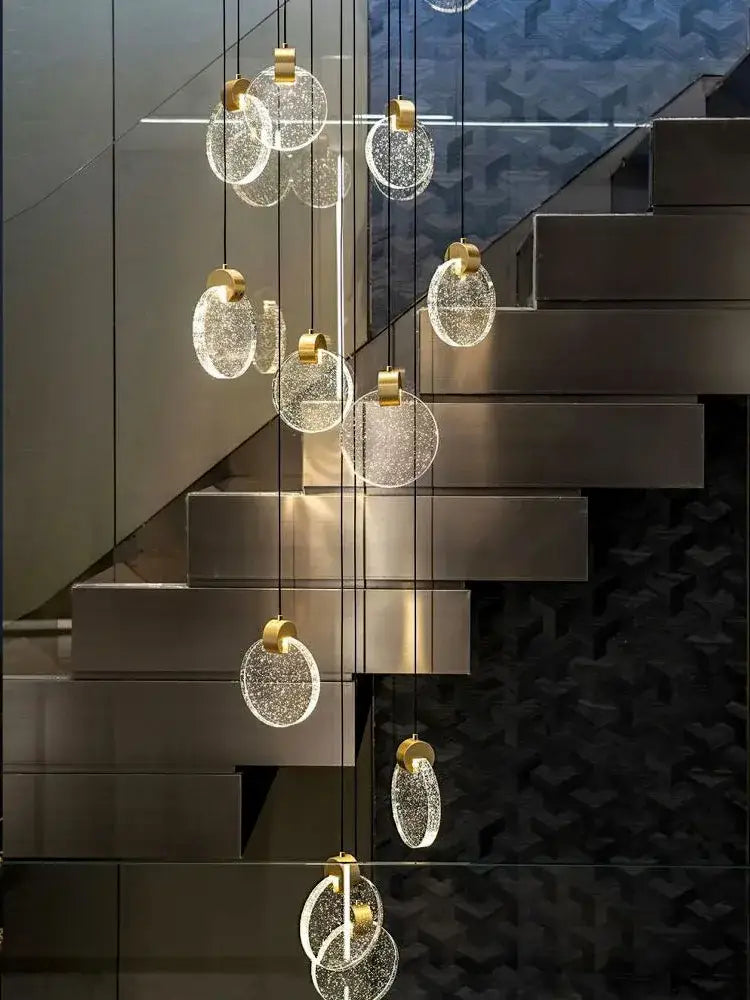 Modern gold crystal chandelier pendant light staircase decor
