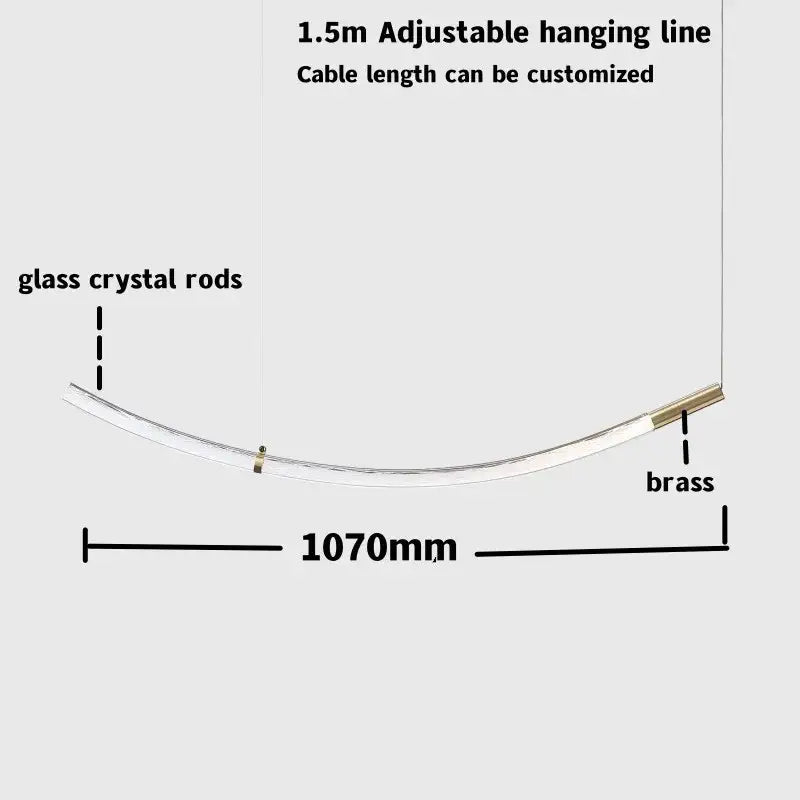 Modern minimalist metallic crystal chandelier pendant light dining room