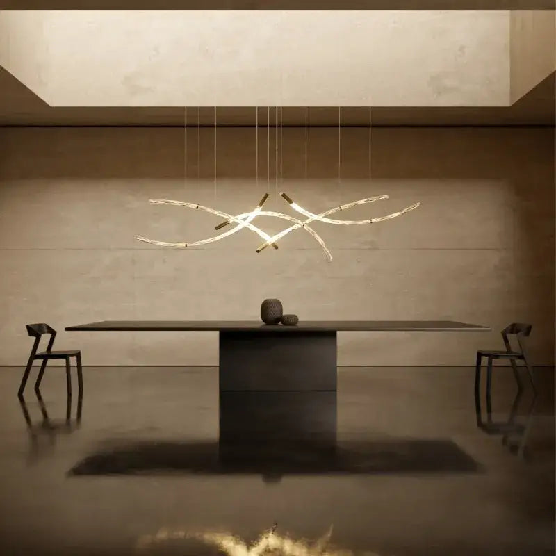 Modern minimalist metallic crystal chandelier pendant light dining room