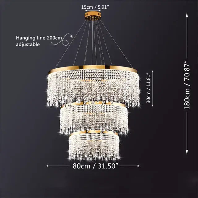 Modern gold crystal chandelier pendant – dining room led fixture