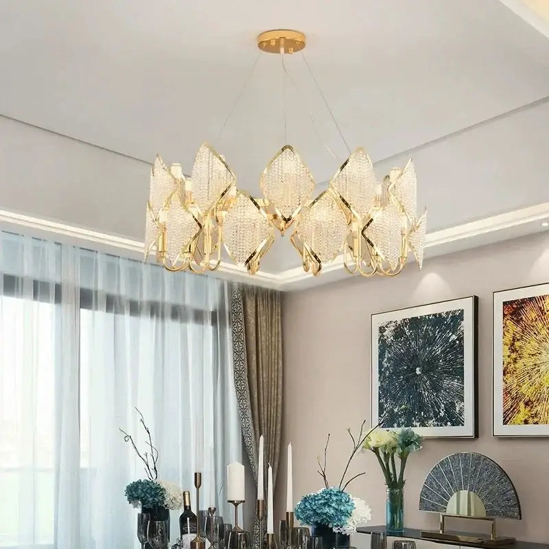 Modern gold tiered decorbites crystal pendant light living room
