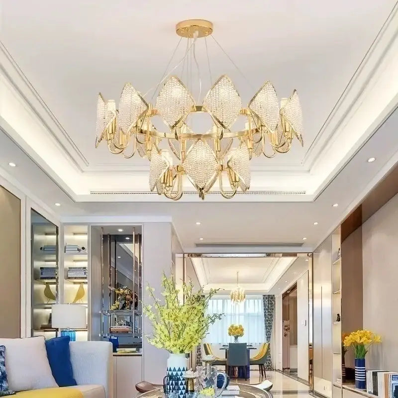 Modern gold tiered decorbites crystal pendant light living room