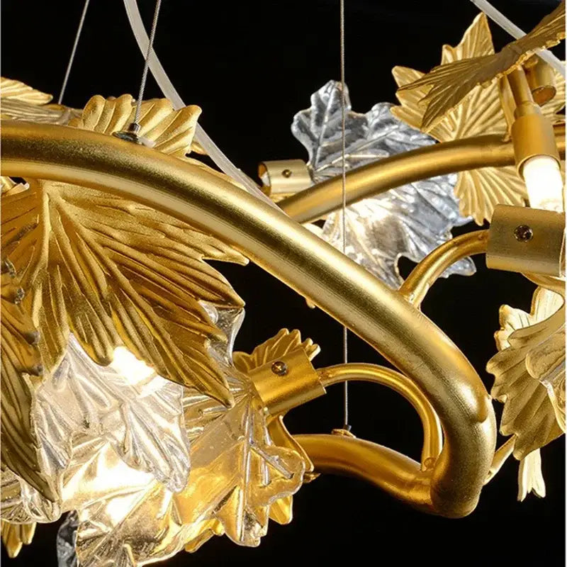 Rustic french country decorbites crystal chandelier dining room leaf design