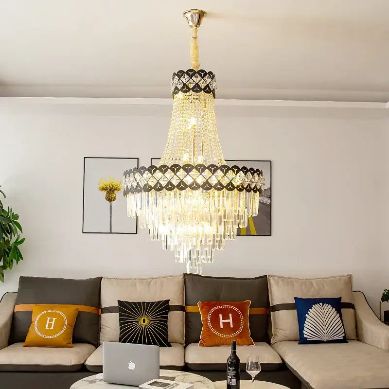 Modern black & gold decorbites crystal chandelier living room lamp