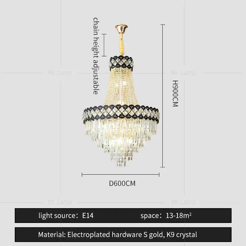 Modern black & gold decorbites crystal chandelier living room lamp