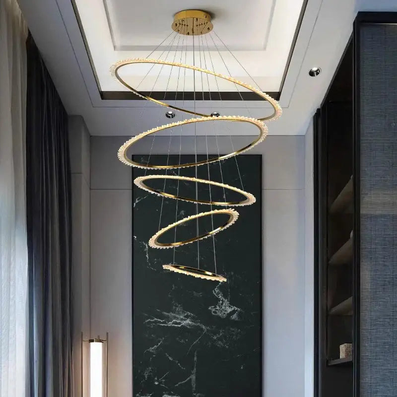 Modern golden spiral decorbites crystal chandelier living room light