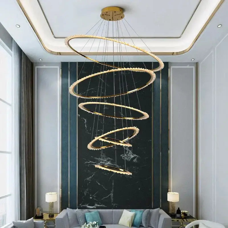 Modern golden spiral decorbites crystal chandelier living room light