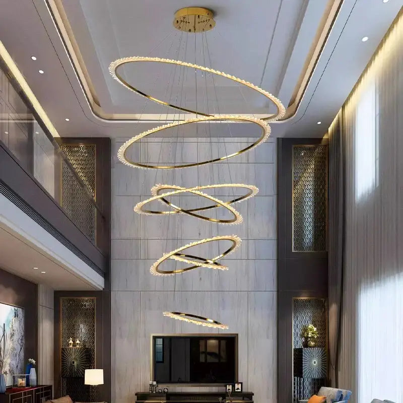 Modern golden spiral decorbites crystal chandelier living room light