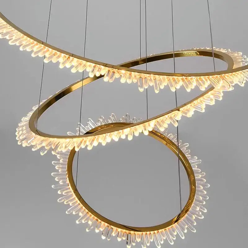 Modern golden spiral decorbites crystal chandelier living room light