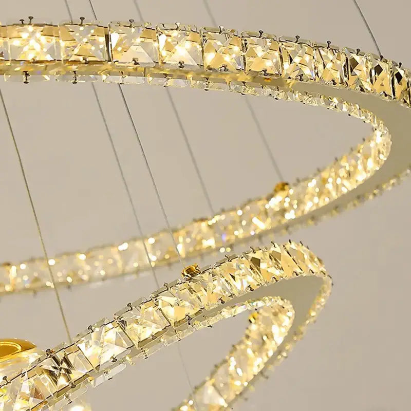 Golden spiral decorbites crystal chandelier stair living room light