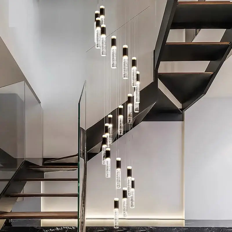 Modern black & clear crystal chandelier living room pendant light
