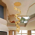 Golden crystal chandelier stair pendant lamp living room lighting