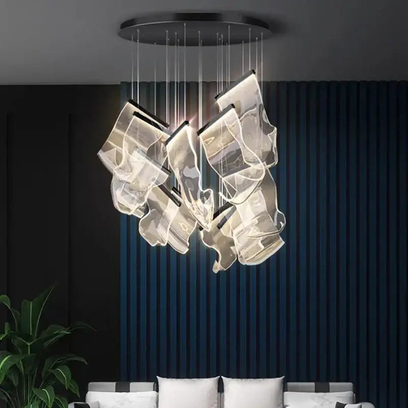 Modern sculptural glass decorbites crystal chandelier living room light