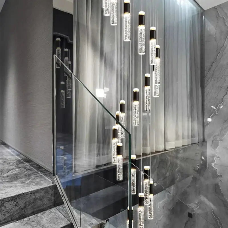 Modern black & clear crystal chandelier living room pendant light