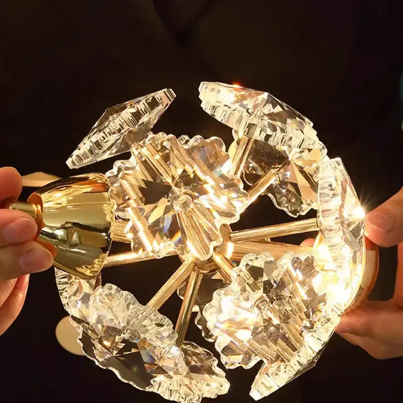 Modern gold crystal chandelier stair pendant lamp living room