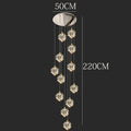 Modern gold crystal chandelier stair pendant lamp living room