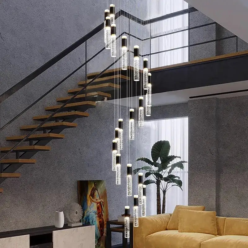 Modern black & clear crystal chandelier living room pendant light