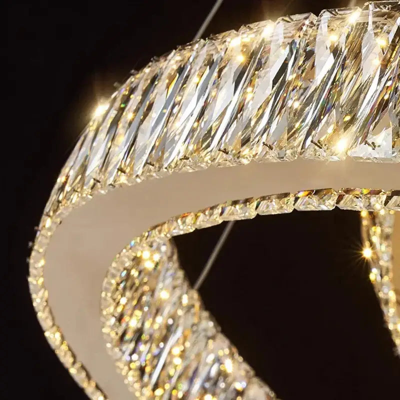 Modern golden spiral crystal chandelier living room pendant lamp