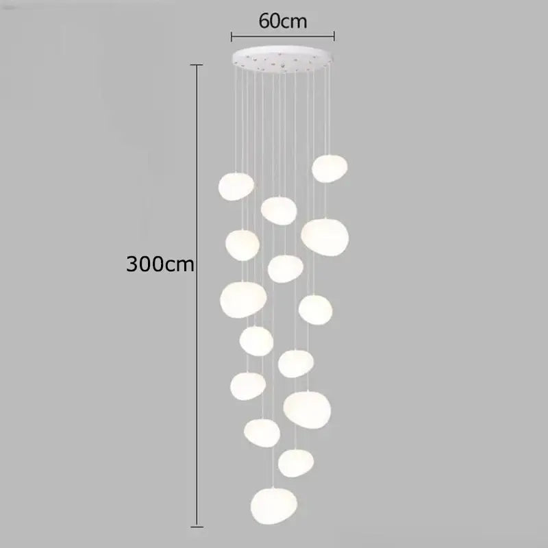 Minimalist white spherical crystal chandelier stair pendant lamp living room