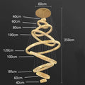 Modern golden spiral crystal chandelier living room pendant lamp