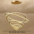 Golden interlocking ring crystal chandelier stair pendant living room