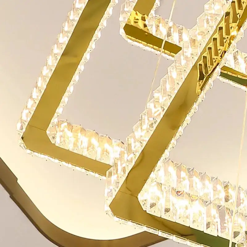 Modern multi tier gold crystal chandelier stair pendant light