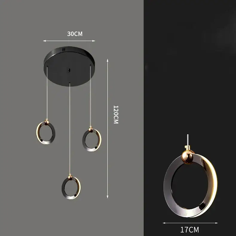 Modern metallic ring cascading crystal chandelier living room light
