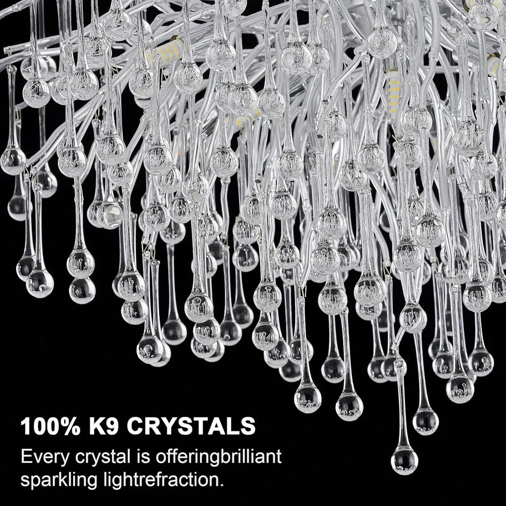 Modern aluminum raindrop crystal chandelier dining room light fixture