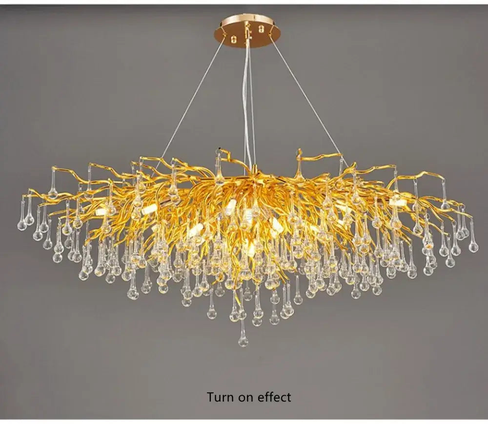 Modern aluminum raindrop crystal chandelier dining room light fixture