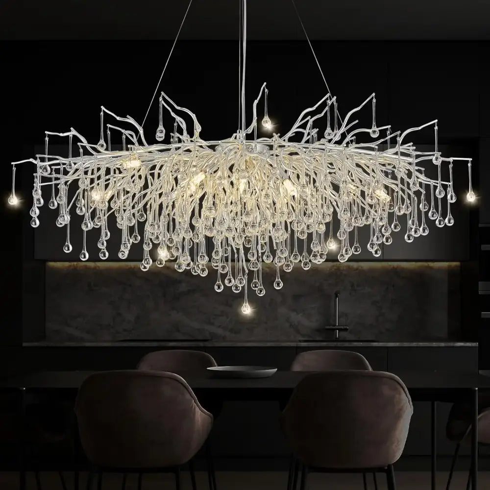 Modern aluminum raindrop crystal chandelier dining room light fixture