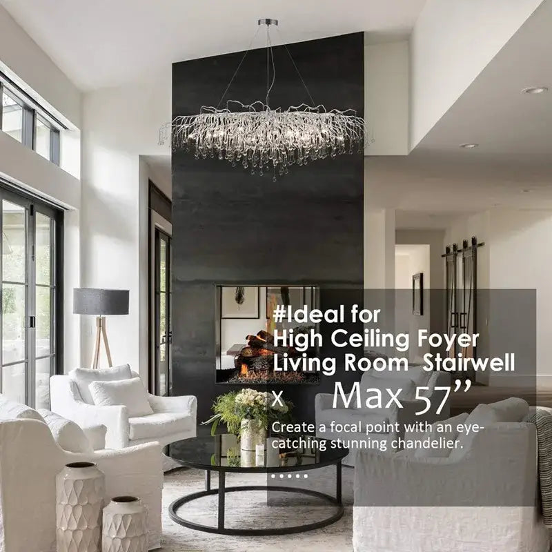 Modern aluminum raindrop crystal chandelier dining room light fixture