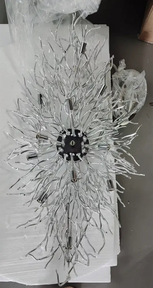 Modern aluminum raindrop crystal chandelier dining room light fixture