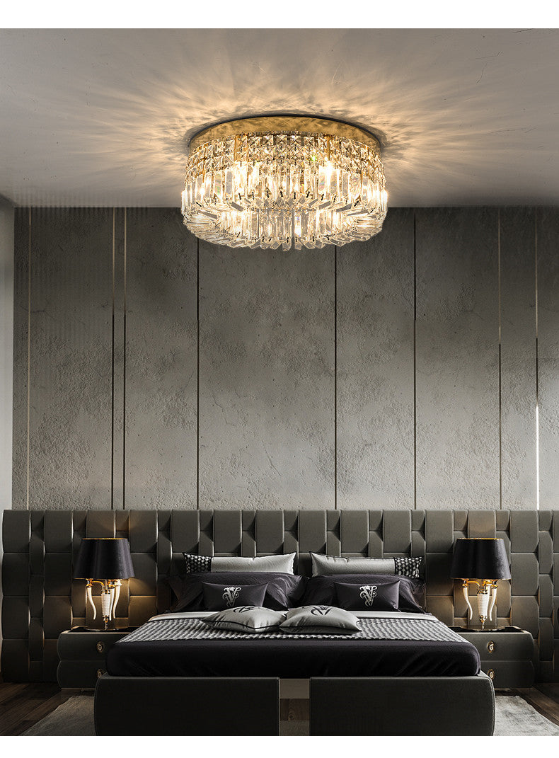 Modern gold multi tier crystal led ceiling light dining room
