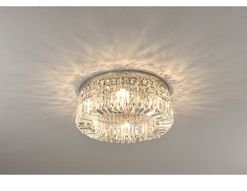 Modern gold multi tier crystal led ceiling light dining room