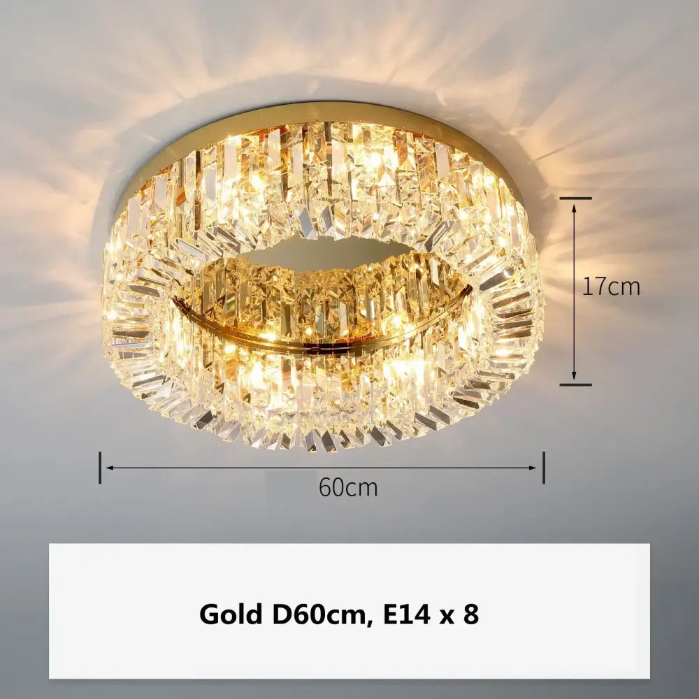 Modern gold multi tier crystal led ceiling light dining room