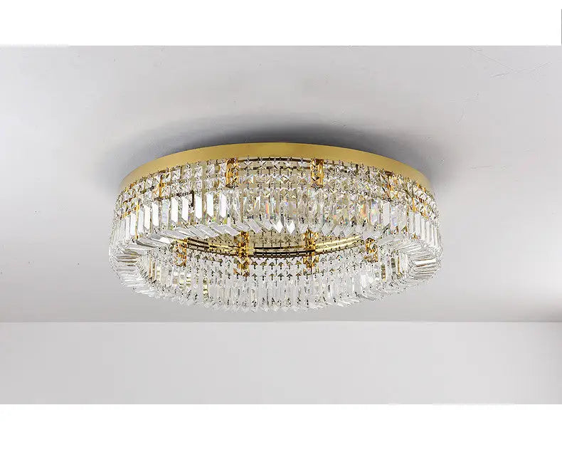 Modern gold multi tier crystal led ceiling light dining room
