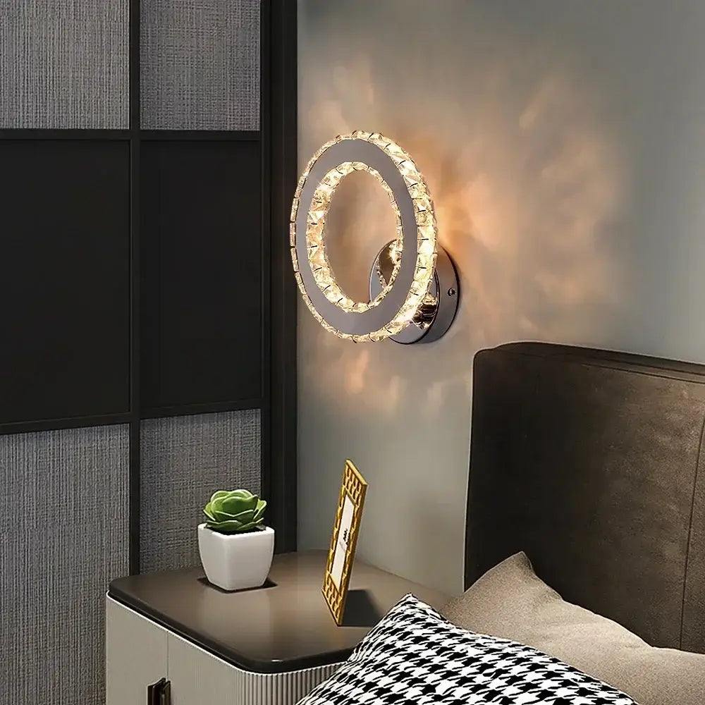 Modern heart crystal led wall sconce bedroom light