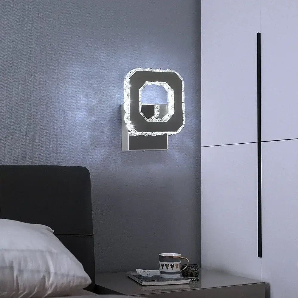 Modern heart crystal led wall sconce bedroom light
