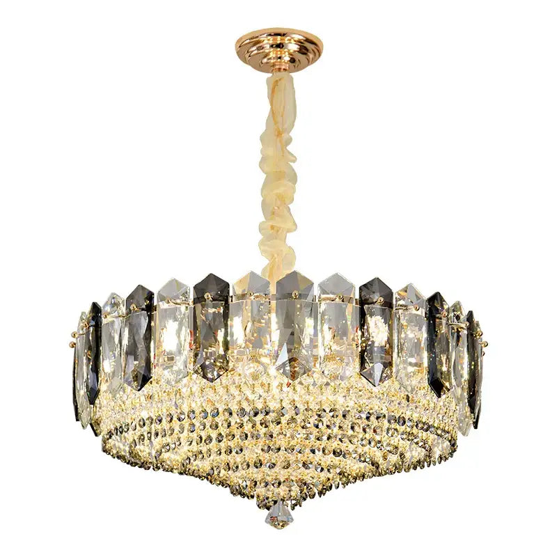 Modern gold tiered crystal light chandelier dining room