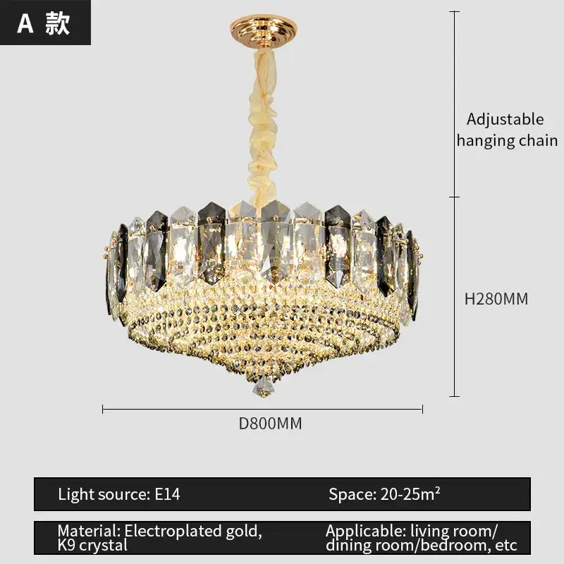 Modern gold tiered crystal light chandelier dining room