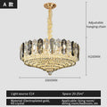 Modern gold tiered crystal light chandelier dining room