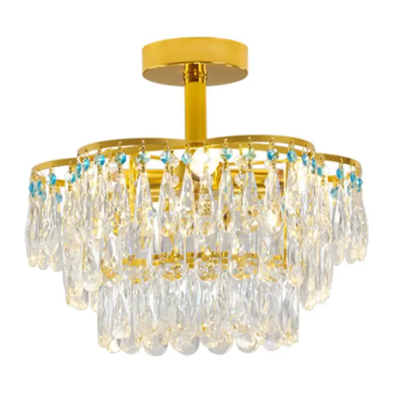 Luxury gold and turquoise crystal light chandelier dining room
