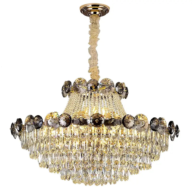 Light luxury gold and smoke crystal chandelier for dining room