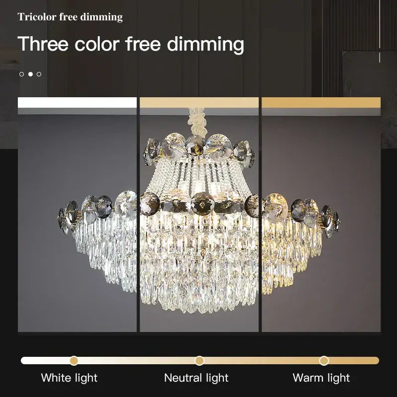 Light luxury gold and smoke crystal chandelier for dining room