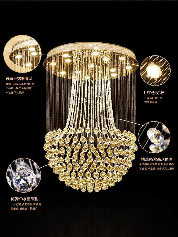 Modern luxury gold crystal light modern chandelier dining room